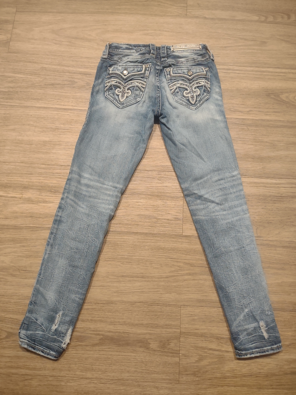 Rock Revival Light Blue Skinny Jeans with Embroidered Back Pockets